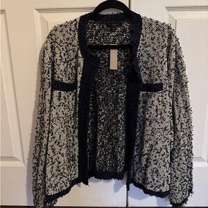Brand new J Crew Knit Sweater Jacket 3X
Navy and cream
